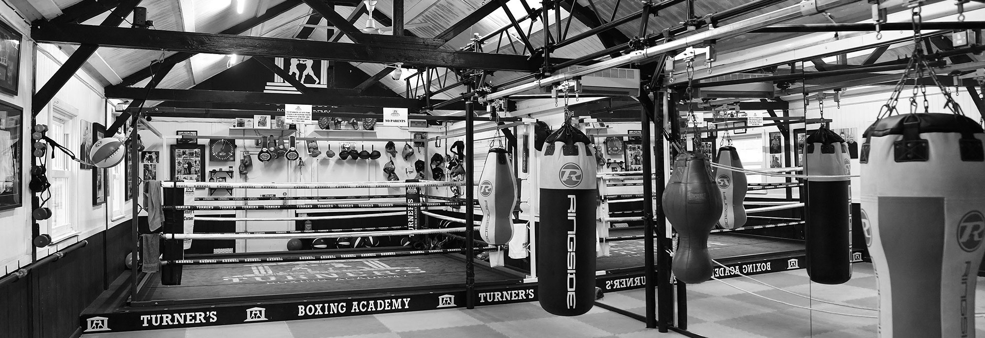Boxing ring and equipment at Turners Boxing Academy