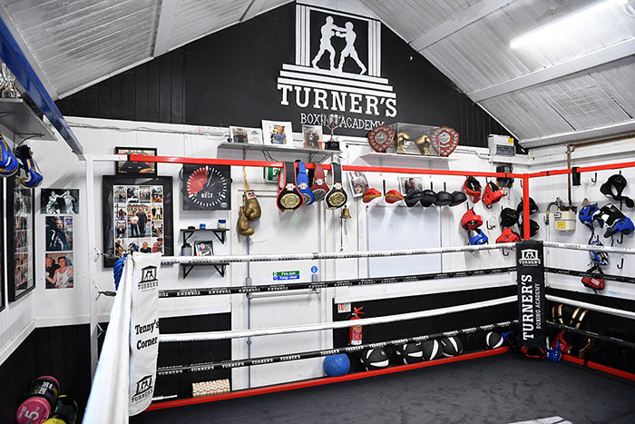 View of boxing ring at Turners Boxing Academy